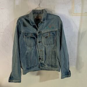 Lee Vintage classic trucker light wash denim jacket Mens M Embroidered 1990